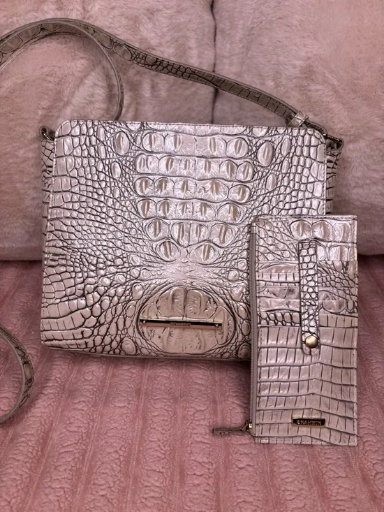 Brahmin Carrie Crossbody in Moonrise with Matching Credit Card Wallet - Picture 2 of 14